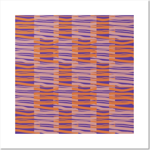 Contemporary Retro Orange Pink Purple Abstract Fibres Pattern Wall Art by BillingtonPix